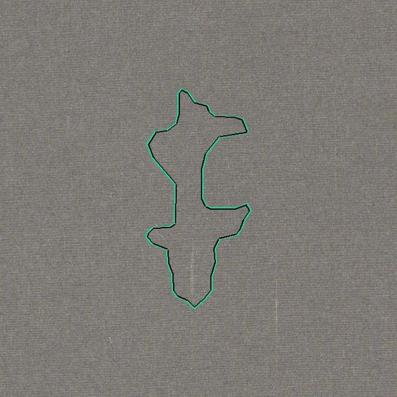 Warp-direction defect, 36 by 78 mm, on grey fabric