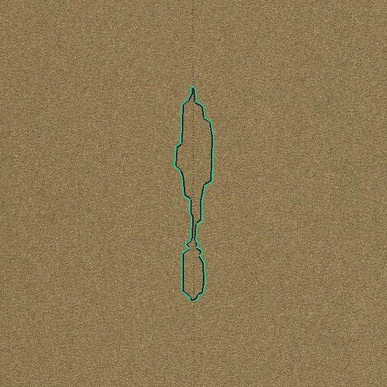 Missing yarn, 13 by 75 mm
